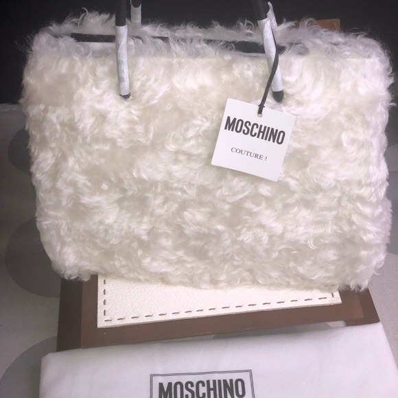 MOSCHINO WHITE MOHAIR SIGNATURE TOTE - Picture 5 of 7